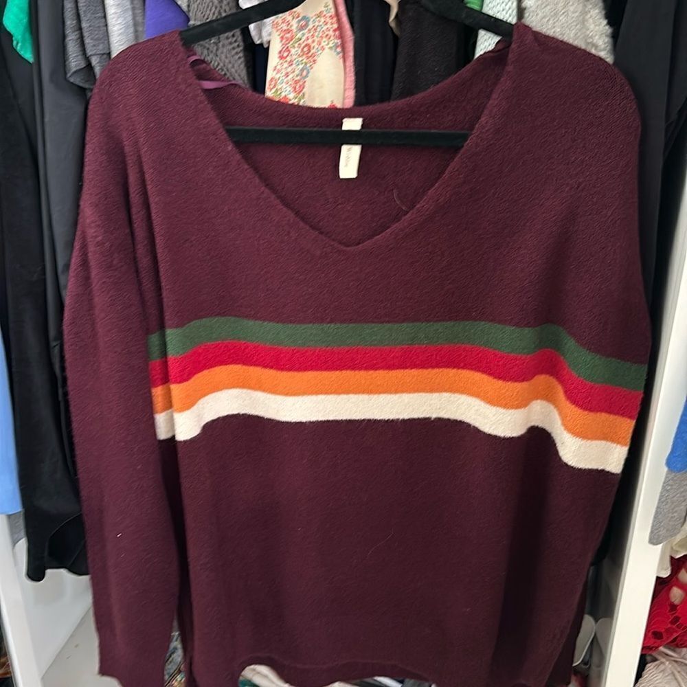 Wishlist / Vici collection Striped V-Neck Sweater Sz S/M retro design